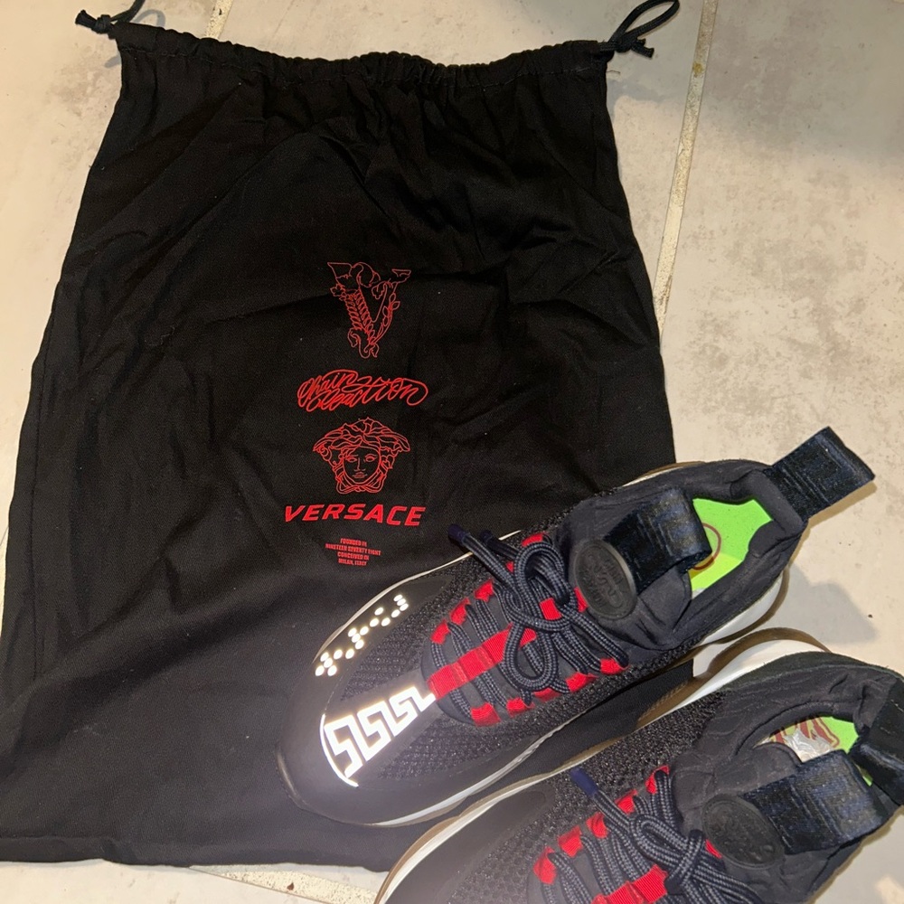Versace Black and Red Athletic Shoes